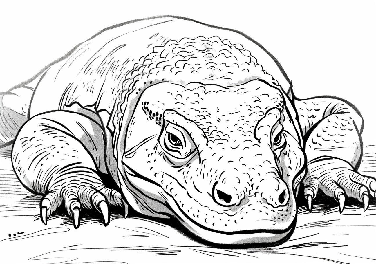 Komodo Dragon Coloring Pages, Sad Komodo Dragon