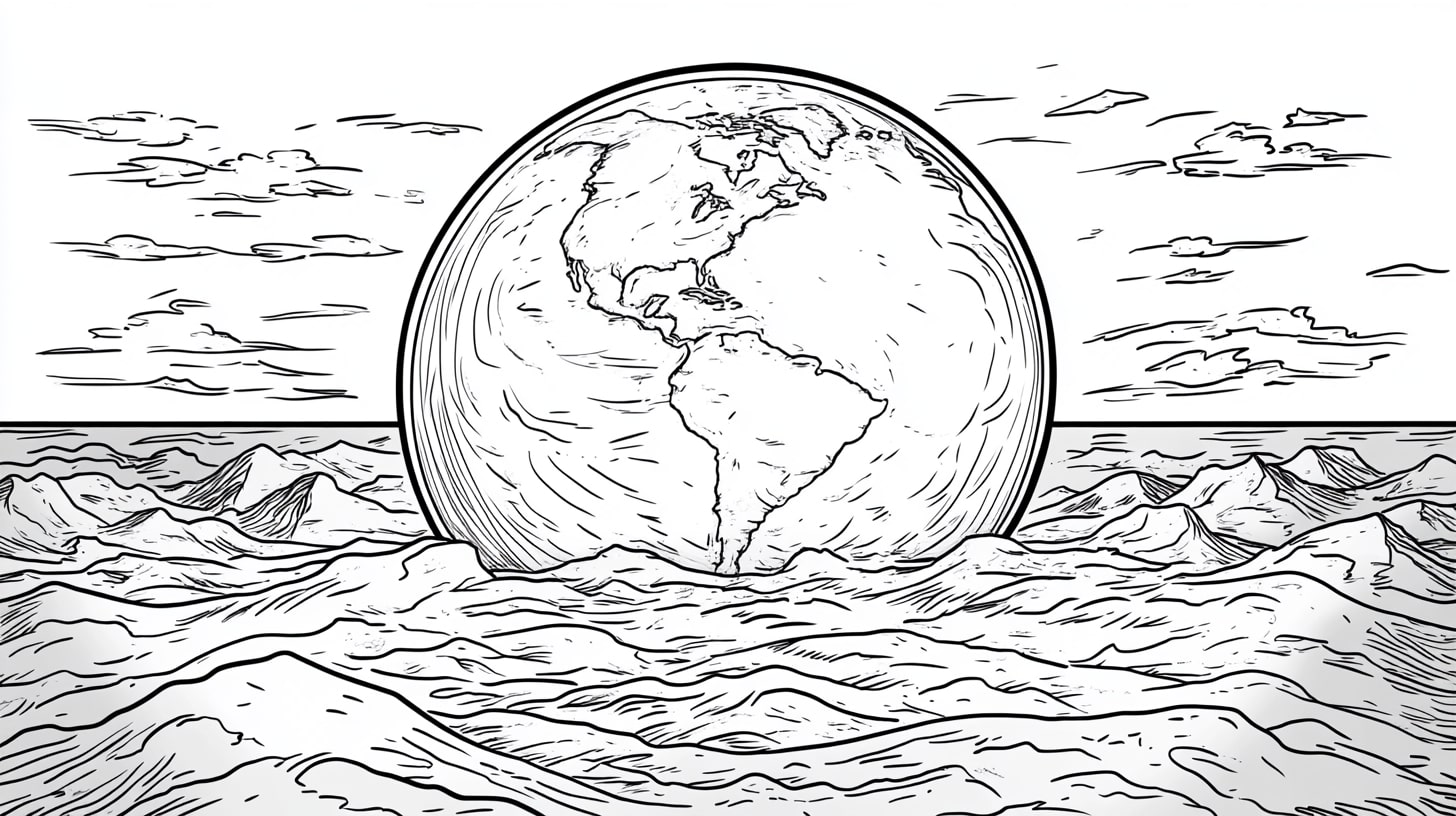 Bible Creation of Earth Coloring Pages, Bible Creation of Earth with mountains forming