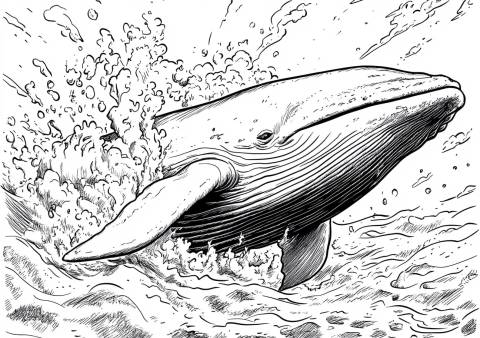 The whale with a dramatic splash as Jonah is swallowed